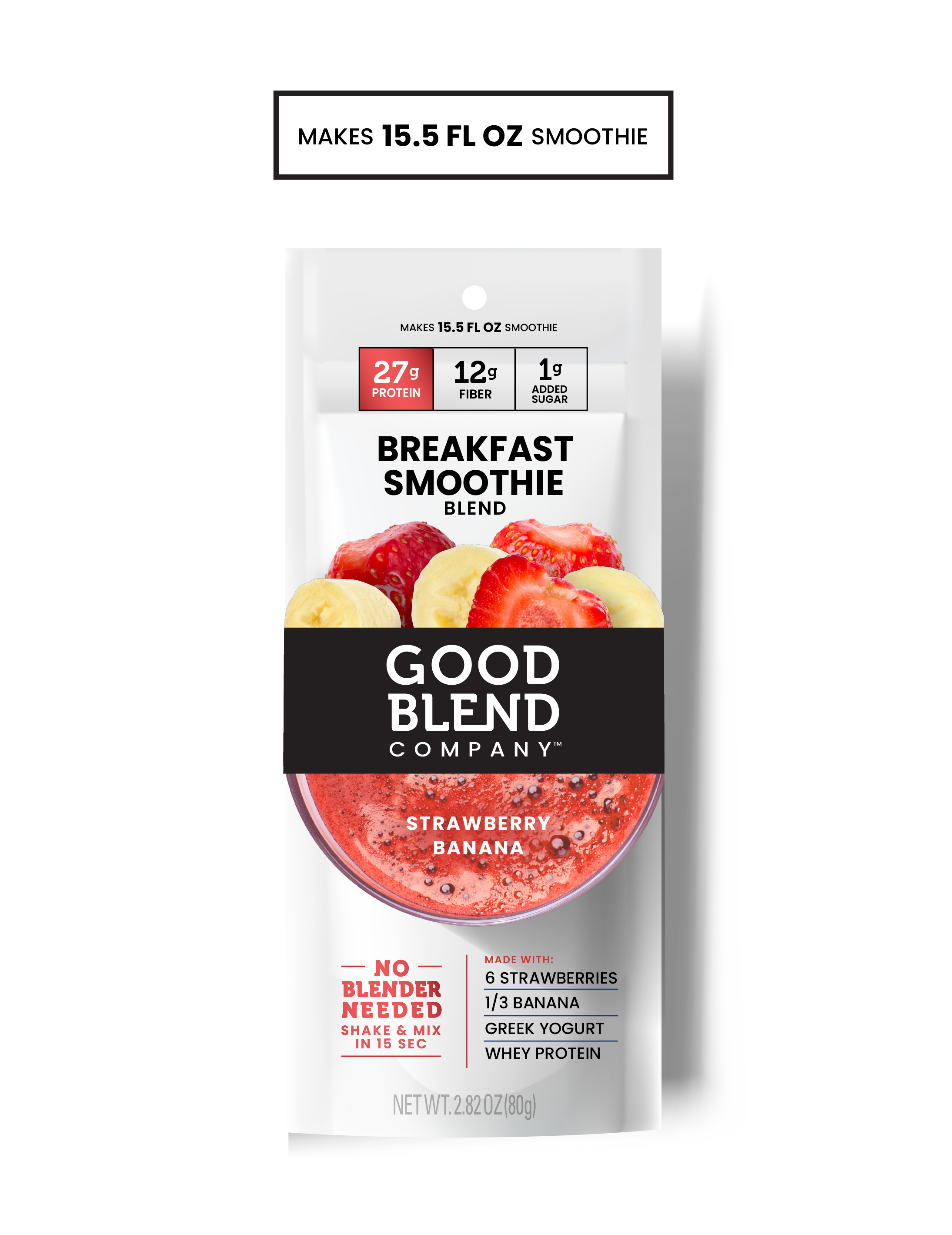 15.5oz Variety Pack | Multiple Packets: 3 Mixed Berry & 3 Strawberry Banana | Breakfast Protein Smoothie Blend | Meal Size | Makes 15.5 fl oz Smoothie